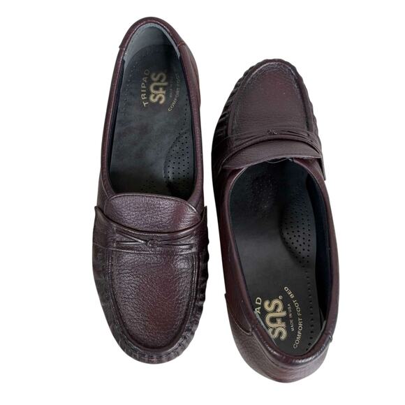 SAS Women’s Size 7 Loafers Brown Leather Comfort Moc Slip On Casual Shoes - Picture 2 of 8